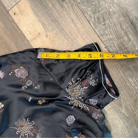 Vintage Peony Brand Brocade Cheongsam Qipao Black 38 M Frog Closure Shanghai - Picture 13 of 14